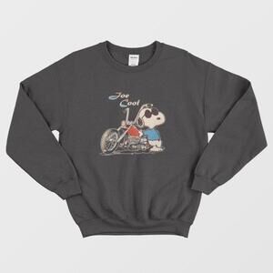 Snoopy Joe Cool Motorcycle Cartoon Graphic Cozy Retro Unisex Sweatshirt
